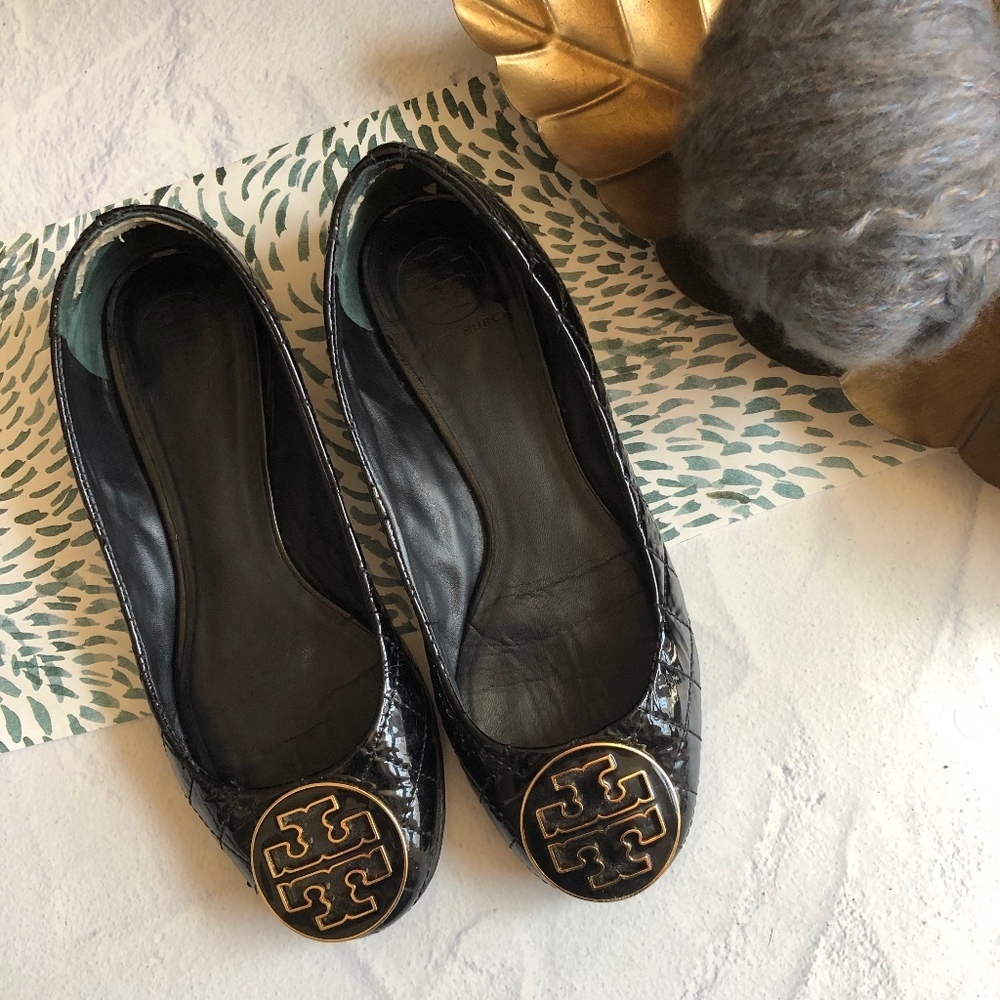 Tory Burch Black Quilted Ballet Flats 7M